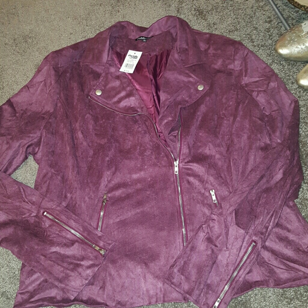 NWT plum moto suede jacket
